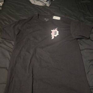 Primitive Black Short-Sleeve Tee with Pink Flame Logo